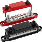 Bus Bar 12V 275A Power Distribution Block 2 x 3/8" (M10) Terminal Studs and 10 x #10 Screws Terminals Positive and Ground Battery BusBar