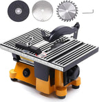 Mini Portable Table Saw, Miter Table Saw Bench Electric Cutting Machine Multifunctional Desktop Saws with 3 Blades for DIY Handmade Wooden Model Crafts, Metal, Ceramic Tile, Glass