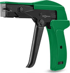 42711 Zip Tie Gun/Cable Tie Install Tool, Adjustable Tension with Built-In Cutter, for Nylon Ties up to 1/4”- Green