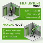 Laser Level with 2 Plumb Dots - Huepar 2 Plumb Points and 2 Cross Line Alignment Laser Level Tool with 180° Wide Angle, 2 In 1 Multi-Use Green Plumb Laser Self Leveling Laser Leveler - 9211G