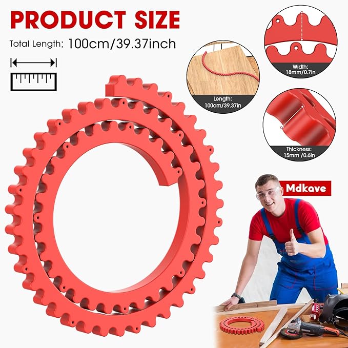 Flexible Router Edge Guide,Professional Router Templates for Woodworking Accessories,Flexible Curve Guide for Precise Thread Border, Curve and Arc Angle Positioning(RED 39INCH)