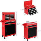 TUFFIOM 5-Drawer Rolling Tool Chest, Tool Storage Cabinet w/Drawers, Lockable Wheels, Detachable Top & Adjustable Shelf, Mechanic Tool Organizer Box for Garage, Workshop, Warehouse & Repair Shop