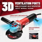 DCK Angle Grinder, 4-1/2-Inch, 6.7Amp Cut off Tool Grinder, 11,800 RPM with 2 Safety Guards, 6-Piece Discs (2 Cutting/2 Grinding/2 Flap Discs), Professional Angle Grinder for Metal, Wood (KSM09-115S）