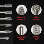 S&F STEAD & FAST Carbide Burr with ¼” Shank ½” Cutter Dia 1” Length, Professional Grade Tungsten File, Die Grinder Bit for Electric or Air Die Grinder, Tree Round Nose, Grinding Burr bit for Metals