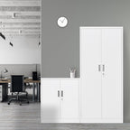 BESFUR Metal Storage Cabinet, 36"- White Locking Cabinet with Two Adjustable Shelves, Garage Storage Cabinet for Office, Garage, Home