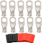 SVAAR 4 Gauge Copper lugs 10PCS 4 AWG - 3/8'' Battery Cable Lugs,Heavy Duty Battery Lugs,4 AWG Wire Lugs Battery Cable Ends/Terminal Connectors 4 Gauge Ring Terminals with 10PCS 3:1 Heat Shrink Tube