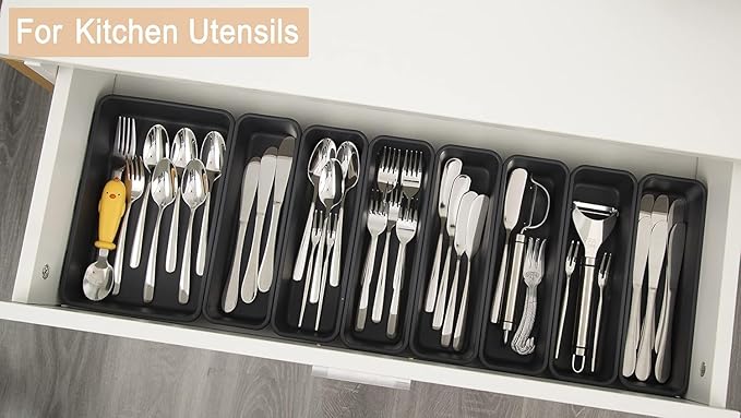 25 PCS Interlocking Desk Drawer Organizer Separator for Office,Bathroom,Kitchen,Makeup,Tool（4 Sizes）