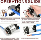 iCrimp Battery Cable Lug Crimping Tool Kit For Copper Lugs Awg 8-1/0,Battery Cable Crimper with Stripper 24pcs Copper Battery Lugs and 10pcs Heat Shrink Tubes, Include Wire Cutter