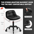 Rolling Stool with Wheels, Garage Shop Stool with Backrest, Roller Seat with Pneumatic Adjustable Height 16.93"-19.69", Heavy Duty Multi-Purpose Chair for Shop Salon Office Home, Black