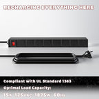 KAFAHOM Power Tool Organizer with Charging Station, Built in 8 Outlet Power Strip, Large 8 Drill Holder Wall Mount, Heavy Duty Metal Power Tool Storage Rack Tool Shelf for Garage Organization Red