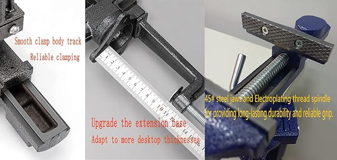 2-in-1 Dual-Purpose Combined Bench Vise or Table Vise, With end-point locking device, Portable Universal Rotate 360° Work Clamp-On Vise, 2.5" Blue