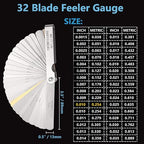 2 Pack Feeler Gauge 32 Blades Gauge 0.0015-0.035" and 1 Pack Offset Feeler Gauge 16 Blades 0.005-0.020", Stainless Steel Dual Marked Metric and Imperial Gap Measuring Tool