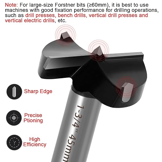 ASNOMY 3-9/16 Inch Forstner Drill Bit, Carbide Tipped Forstner Bit for Hard Wood, Wood Drilling Hole Saw Set Woodworking Hinge Cutter Tool Kits for Plastic Plywood