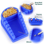 YIHUA S200 Blue Heat-Resistant Silicone Soldering Wire Holder with Brass Wool Cleaner, 6 Grooves, Storage Tray, Helping Hands Soldering Wire Welding Fixture, Compatible Diameter 32-7AWG