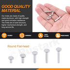 251Pcs 5 Sizes M4 Aluminum Flat Head Semi Tubular Rivets Assortment Kit with Punch, Partial Hole Tubular Rivets Round Flat Head Semi Tubular Rivet Silver Tone for Household Industry Repairing