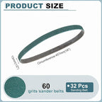 HARFINGTON 1/2 x 18 Inch Sanding Belts, 32 Pcs 60 Grit Zirconia Abrasive Belt Sander File Belt for Woodworking, Metal Polishing, Knife Sharpener