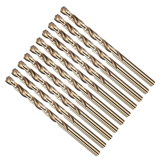 Drill Bit, #5 Cutting Diameter, 4341 HSS Gold Finish 135° Cutting Angle Number Jobber Bits - (Applications: for Drilling Soft Metal Plastic Wood), 10-Pieces