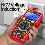 Digital Multimeter Tester, Volt Meter Measures AC/DC Current/Voltage NCV Diode and Continuity Resistance Frequency for Household Outlet, Automotive Battery Test (Red)