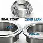 Stainless Steel 3.5 V Band Exhaust Clamp Flange Kit for Exhaust, Quick Release 3.5 V Band Clamp for Turbochargers To Hold Components Together Under High Pressure or Temperature, 2 PCS (3.5‘’)