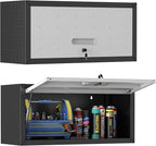 Metal Wall Cabinet with Up-flip Door,Heavy Duty Garage Wall Mounted Storage Cabinets,Tool Cabinets for Garage,Kitchen,Warehouse,Office,Assembly Required
