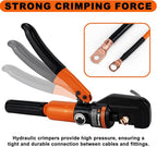 Sanuke Hydraulic Crimping Tool and Cable Cutter, 12 AWG to 2/0 AWG, 10 Tons Electrical Terminal Cable Crimper Tool Kit with 9 Die Sets and 64PCS Copper Wire Lugs