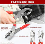 TOOLEAGUE 8Pcs Pliers Set with Storage Bag,Groove Joint,Long Nose,Slip Joint, Diagonal, Linesman Plier,Adjustable Wrench for DIY and Multi-Use