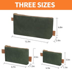 Canvas Zipper Pouch, 3 Pack Small Tool Pouch Organizer, Heavy Duty 16OZ Waxed Canvas Mini Zipper Bag Pouch, 5.7/6.7/12.3 Inch Tool Multipurpose Water Resistant Storage Pouches