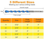 Concrete Drill Bit Set & Masonry Drill Bit Set, Professional Carbide Drill Bits Tip (7 PCS) for Glass/Brick/Plastic/Cement/Tile, 5/32"-3/8" by TITGGI