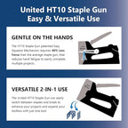 United Office Products HT10 Heavy Duty 2-in-1 Manual Staple Gun and Brad Nailer for Carpentry, Upholstery, Crafts, Professional and DIY Projects, Heavy Duty Metal Body
