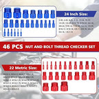46Pcs Thread Checker, Nut and Bolt Thread Checker Standard and Metric, 24 Inch & 22 Metric Thread Gauge Kit, Suitable for Nut Bolt Size Finder and identifier in Narrow and Tricky Area