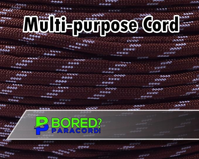 BORED? PARACORD! 550 lb Paracord - Ideal for Crafting, Camping, DIY Projects, Active & Military Outdoors - Strong Survival Rope - Tactical Parachute Cord Type III - Pig Skin 100 Feet