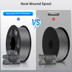 ANYCUBIC PETG Filament 1.75mm Bundle, 3D Printer Filament, Dimensional Accuracy +/- 0.02mm, Exceptional Toughness, Print with Most FDM 3D Printers, 1KG Reusable Spool, 4KG Texture Grey