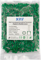 XHF 1000 PCS AWG 22/0.5mm² Wire Ferrules Insulated Copper Crimp Connectors, Crimp Pin Cord End Terminals Green