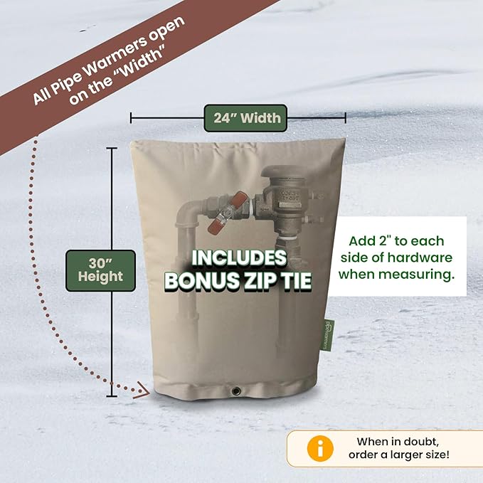The Original Winter Pipe Insulation Cover (0˚F) - Extra-Thick EVA+NBR (UV-Coated) Insulated Backflow Preventer Freeze Protection, Pump Cover, Sprinkler/Well/Valve Head Cover - (24" W X 30" H)
