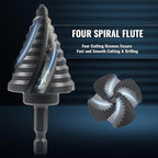 ZELCAN Step Drill Bit Set, 5PCS Four Spiral Flute Step Bits for Metal, 50 Sizes Titanium-Coated HSS Drill Bits with 1/4" Hex Shank for Stainless Steel Aluminum Wood Plastic