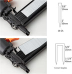 Pneumatic Brad Nailer,18 Gauge,2 in 1 Air Nail Gun Staple Gun,Accepts 2 Inch Brad Nails and Crown 1-5/8 inch Staples,with Carrying Case and 1000pcs Nails,for Carpentry, DIY,Woodworking