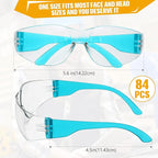 Youyole 84 Pairs Safety Glasses for Men and Women Protective Glasses Bulk Protective PC Lens Unisex Clear Anti Scratch Eyewear Safety Goggle 7 Colors