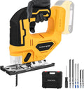 Jig Saw for Dewalt 18V/20V Max Battery, Cordless Jigsaw Tool Brushless Motor, Up To 2900 RPM, 45 Degree Beveled Cuts, LED Light for 4 Curve Cuttings, Plastic Box Include for Easy Carry (No Battery)