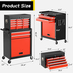 On Shine 8 Drawer Rolling Tool Chest, Large Capacity Rolling Tool Box with Wheels, Locking Mechanical Tool Chest, Portable Tool Box with Sliding Drawers,Metal Tool Box for Garage Workshop (BlackRed)