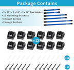 12" 18" 24" Magnetic Tool Holder Strip, Blue Magnet Bar, Metal Tool Organizer Rack for Garage Organization, Easy To Install in Workshop, Mounting Screws Included