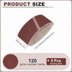 HARFINGTON 2-1/2 x 14 Inch Sanding Belts, 5 Pcs 120 Grits Aluminum Oxide Abrasive Belt Sander File Belt for Woodworking, Metal Polishing, Knife Sharpener
