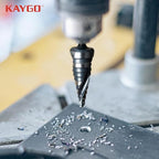 KAYGO M35 Step Drill Bit, 1/8 to 1/2 inch Step Bits for Thin Metal Stainless Steel Aluminum Wood Plastic,1/4 -inch Hex Shank