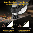 2 in 1 Pneumatic Chamfering Tool- Mini Air Chamfer Tool with Multi-Angle Chamfering Kit,45 Arc Corner Deburring Beveling Chamfer Machine for Metal, Acrylic,Woodworking (Black)