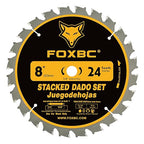 FOXBC 8" Carbide Stacking Dado Blade Set for SawStop, Jet, Dewalt, Bosch Saw - 14 Pieces