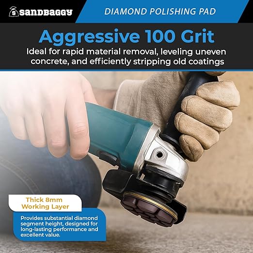 Sandbaggy 3" Metal Bond Diamond Polishing Pad - 100 Grit (8mm Thick) (4, 3-inch)