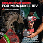 Cordless Impact Wrench 3/8" Compatible with Milwaukee 18v Battery: 600 Ft-lbs High Torque Impact Driver, 3100RPM Brushless Electric Impact Gun with 4-Mode Speed, LED Work Light(Bare Tool)
