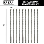 10-Pack SDS Plus 3/8 inch x 8 inch Rotary Hammer Drill Bits, Carbide Tipped for Brick, Stone and Concrete (3/8'' x 8'')