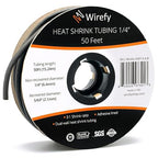 Wirefy 1/4" Heat Shrink Tubing - 3:1 Ratio Heat Shrink Tube - Adhesive Lined Wire Wrap Tubing Kit - Electrical Heatshrink Tubes - Waterproof Industrial Electric Automotive 50ft