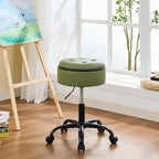 Rolling Stools with Wheels (Chair & Small Table in One) (Adjustable Height Barber Chair 20.67"-24.61"), Green Ergonomic Stool with Storage