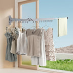 Bakala Clothes Drying Rack, Laundry Drying Rack Foldable, Heavy-Duty Space Saving Hangers, Wall Mounted Clothing Racks for Laundry Room Organization, Folding, Retractable 64" Clothes Dryer (Silver)